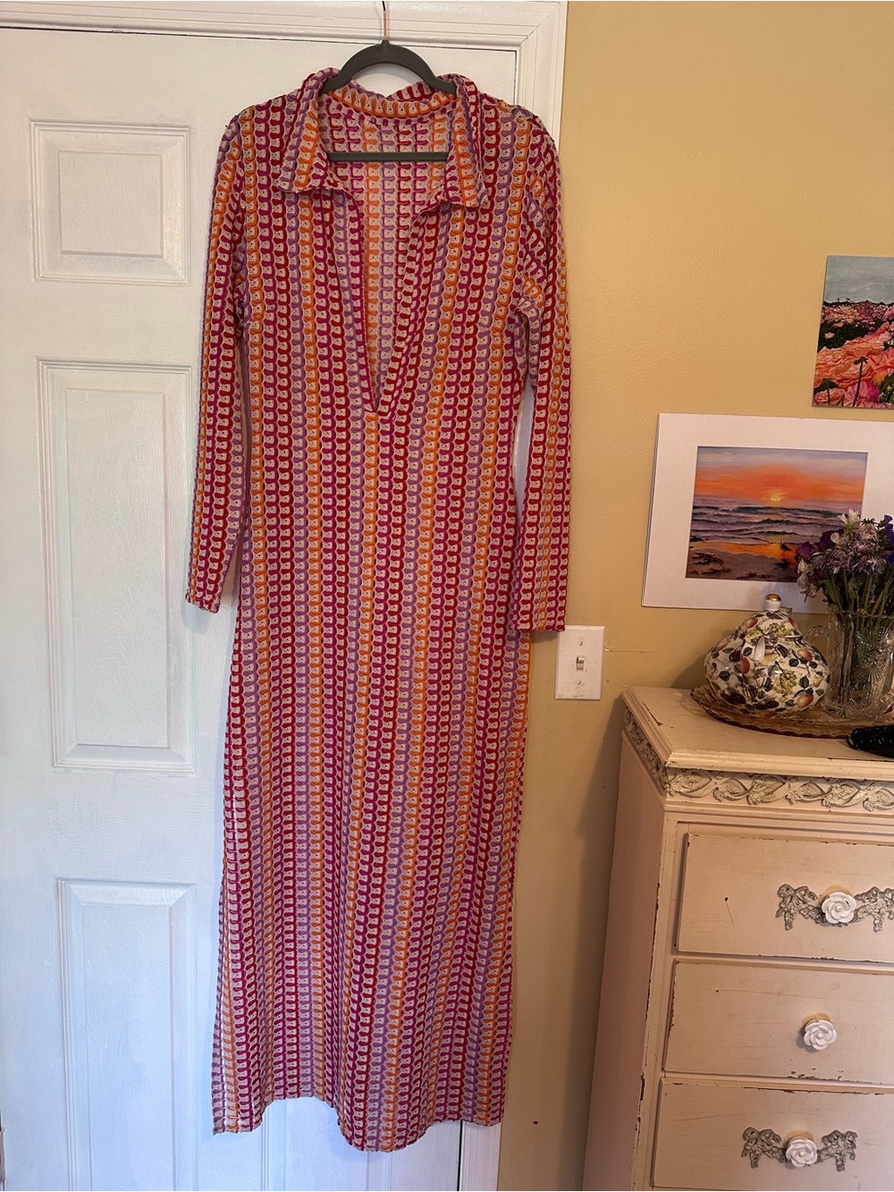 Sheer Pink / Orange Swim Coverup